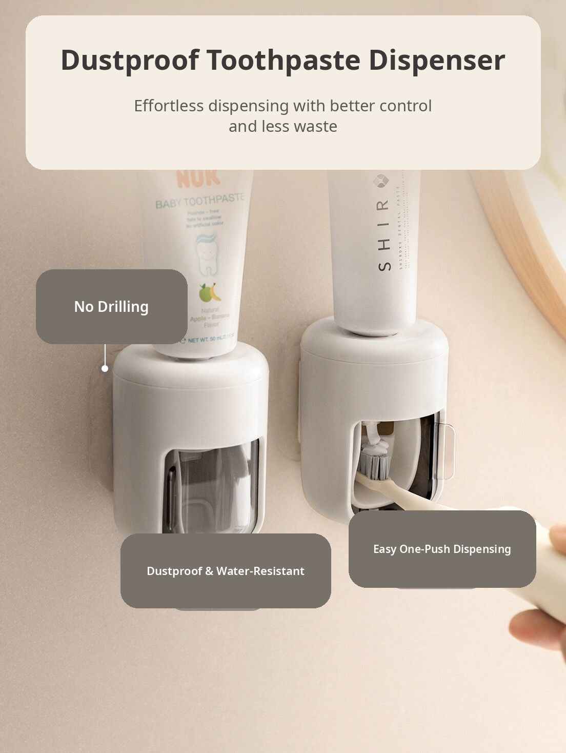 🦷Wall-Mounted Toothpaste Dispenser with Dust Cover
