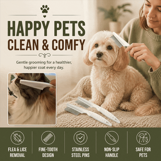 🔥Peigne multifonctionnel pour poils d'animaux, anti-puces et anti-taches lacrymales, 2 pièces