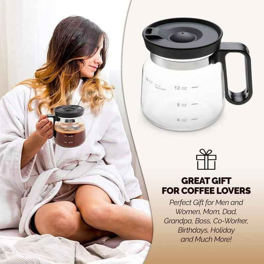 ☕ 16 Oz Glass Coffee Mug – Coffee Pot Style