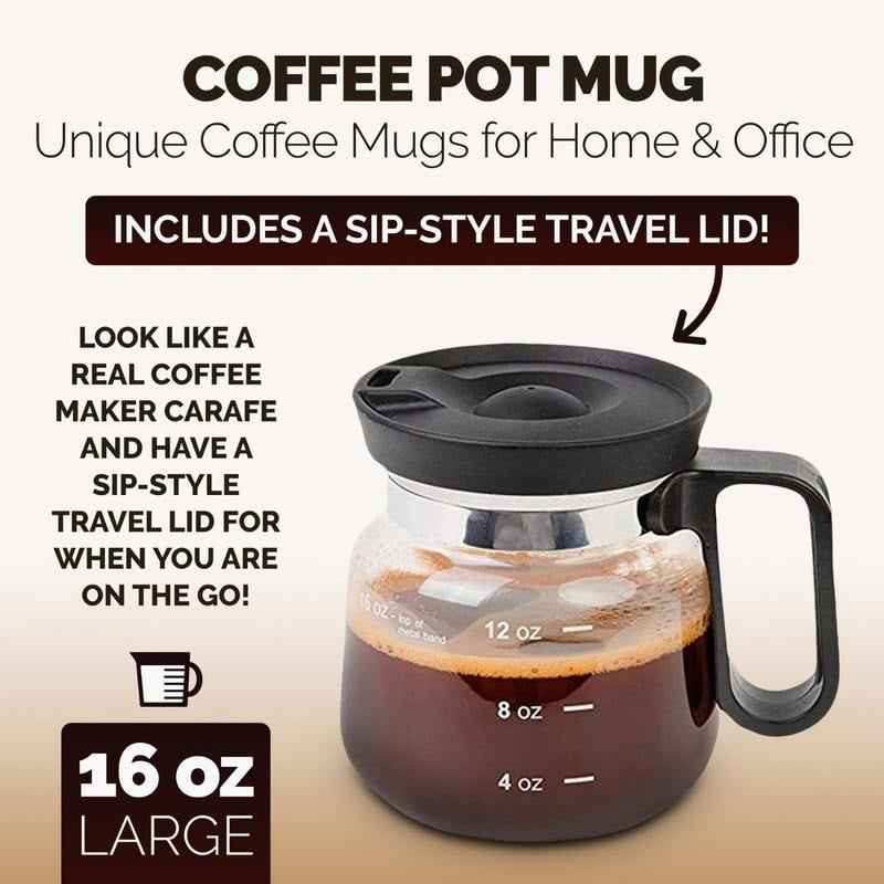 ☕ 16 Oz Glass Coffee Mug – Coffee Pot Style