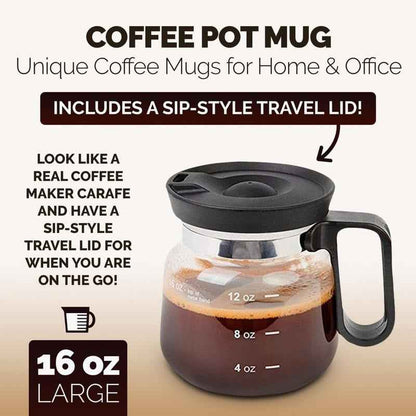 ☕ 16 Oz Glass Coffee Mug – Coffee Pot Style