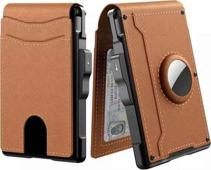 ✨AirTag Men's Wallet | Pop-Up Aluminum Money Clip, Slim RFID Blocking Leather Bifold Card Holder