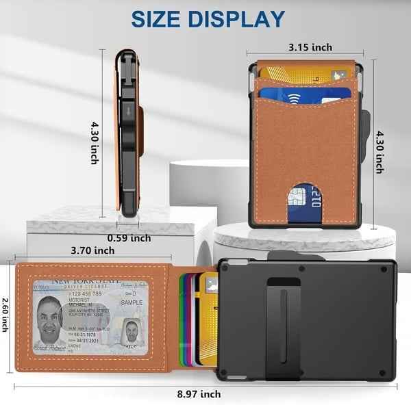 ✨AirTag Men's Wallet | Pop-Up Aluminum Money Clip, Slim RFID Blocking Leather Bifold Card Holder
