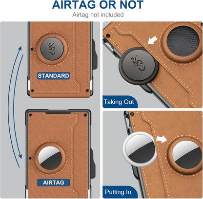 ✨AirTag Men's Wallet | Pop-Up Aluminum Money Clip, Slim RFID Blocking Leather Bifold Card Holder