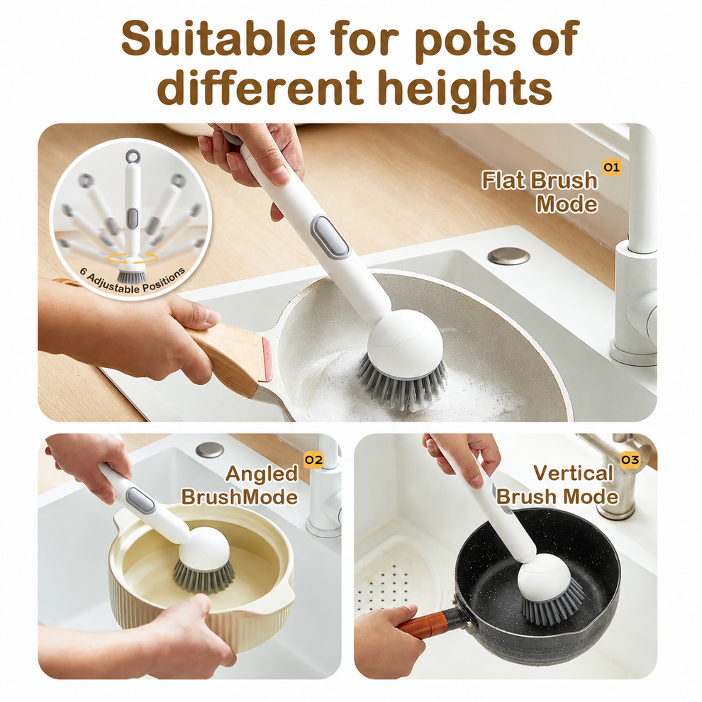 🔥Revolutionary 360° Spinning Dish Brush with Soap Dispenser