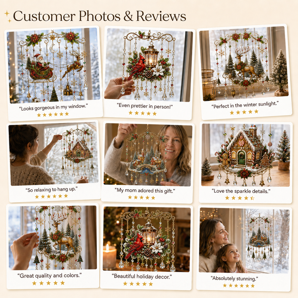 🔥Handmade Christmas Stained Glass Window Hanging